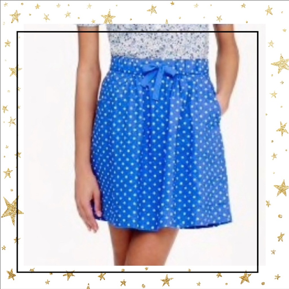 J.Crew Blue Polka dot Mini skirt with pockets (C6)